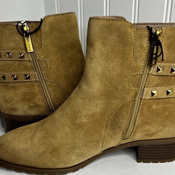 Anne Klein Womens CAIMILE Zipper Leather Ankle Boots Size 10 - Picture 1 of 7